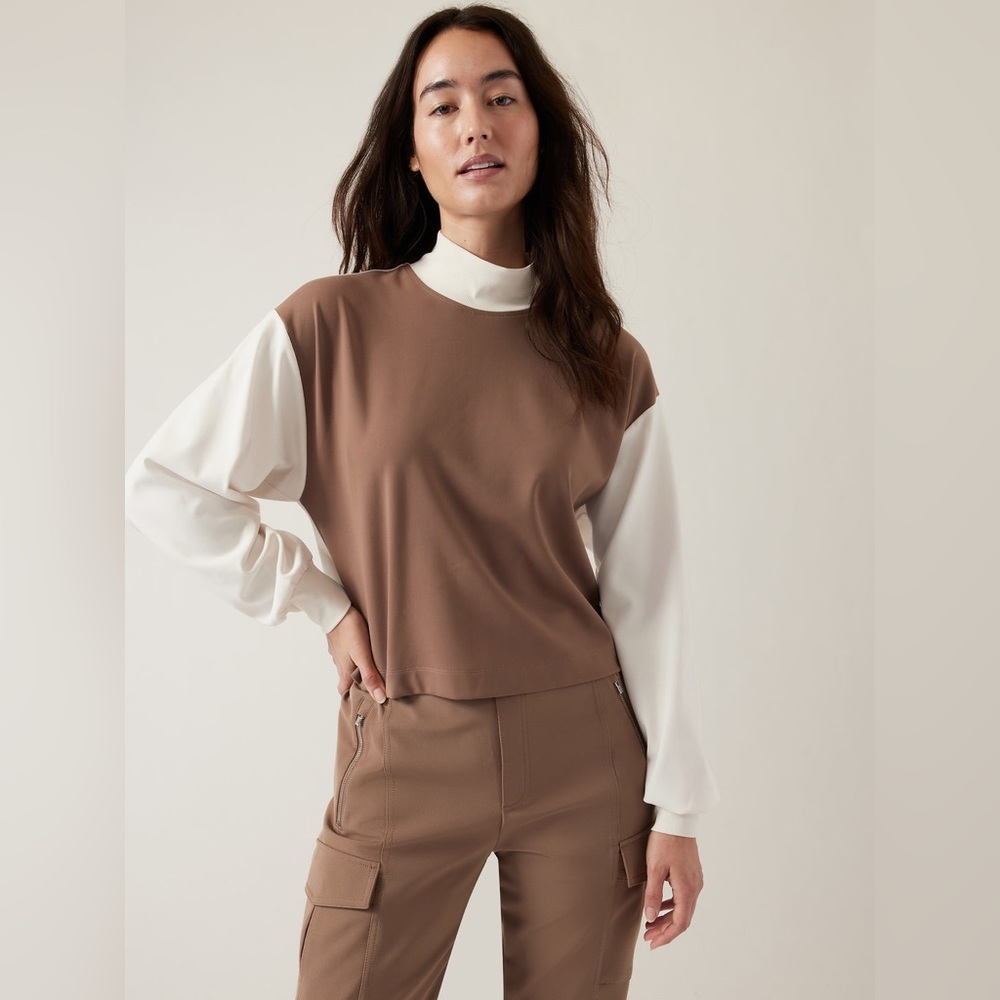 Athleta Venice Block Sweatshirt – XS – Rustic Beige / Magnolia – Style #466920